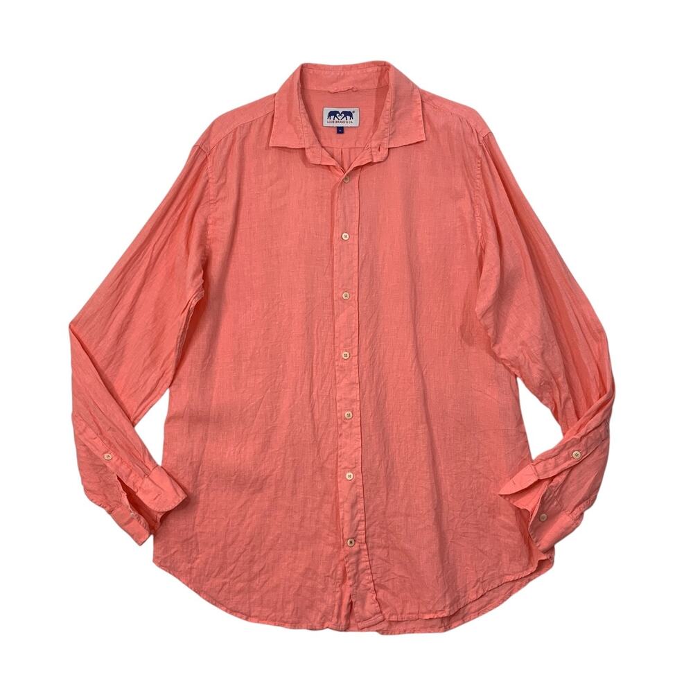 Love Brand & Co Shirt Mens XL Extra Large Melon Linen Button Up Long Sleeve